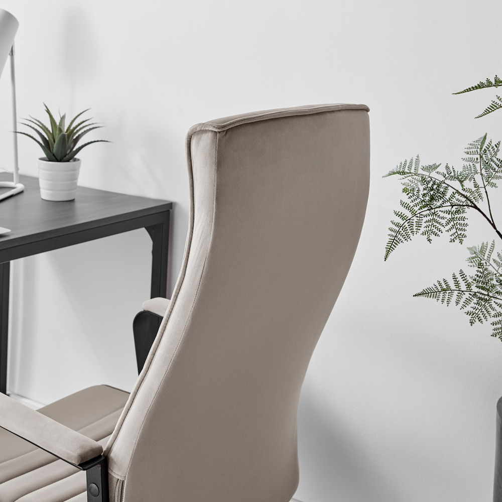 Furniturebox Central Cappuccino Beige Velvet Office Chair Image 2