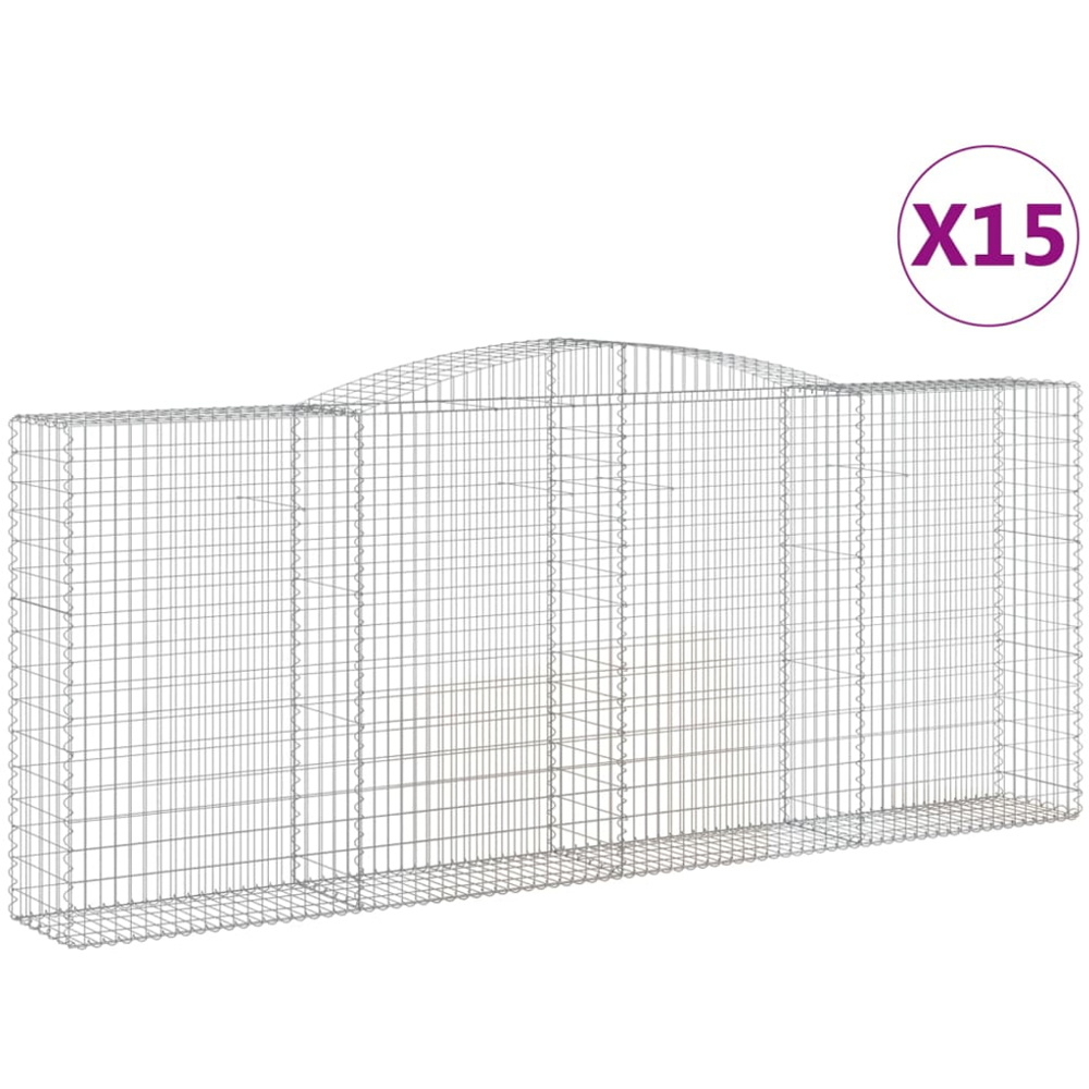 vidaXL Silver Galvanised Iron Arched Gabion Basket 400 x 50 x 160/180cm 15 Pack Image 4