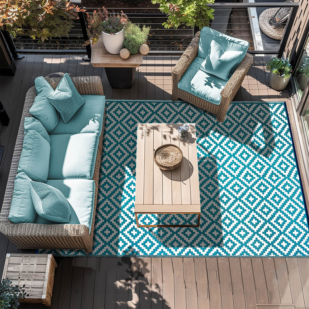 Green Decore Nirvana Teal Blue and White Outdoor Rug 240 x 300cm Image 3