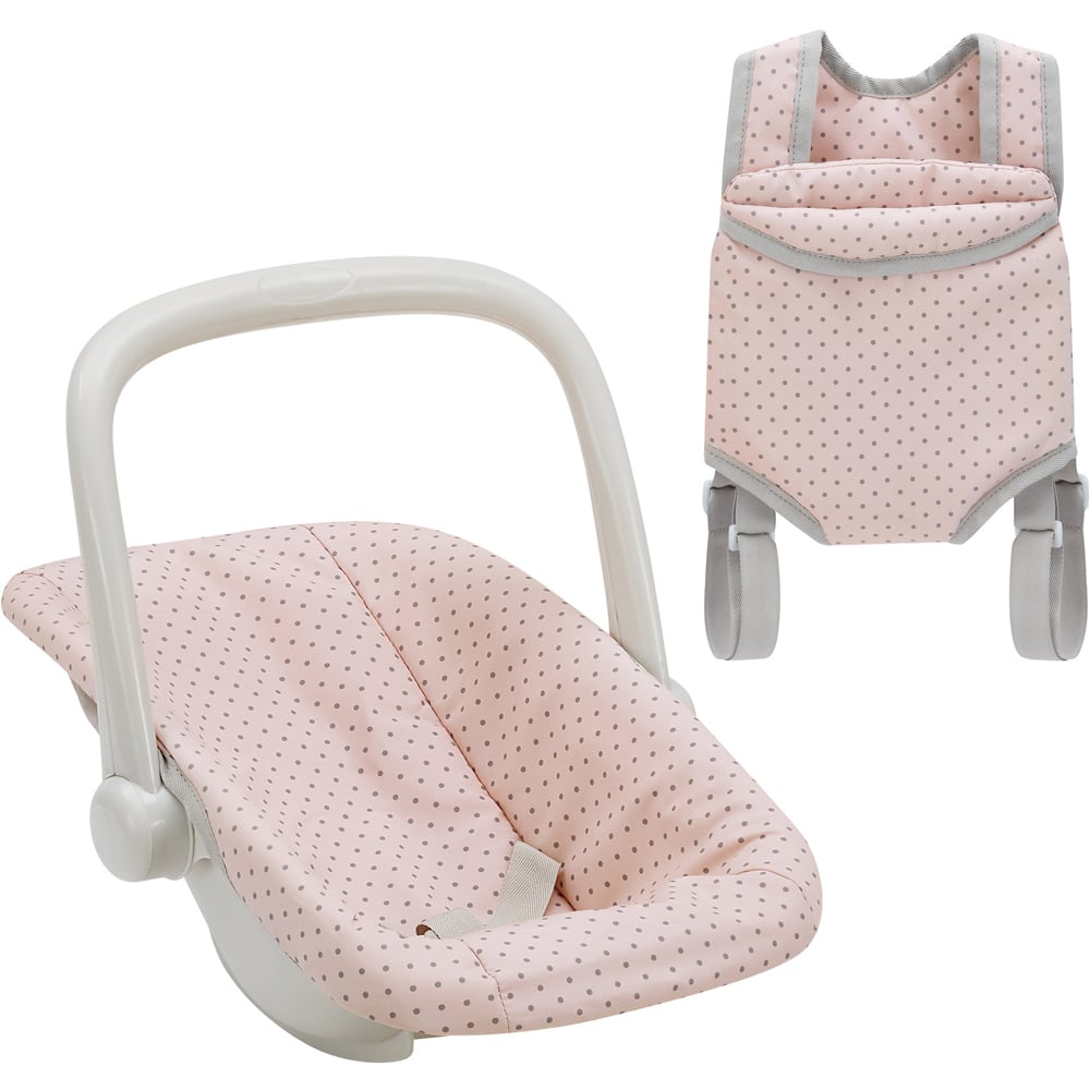 Teamson Kids Olivia's Little World 2 Piece Polka Dot Princess Baby Doll Carrier and Car Seat Set Image 1