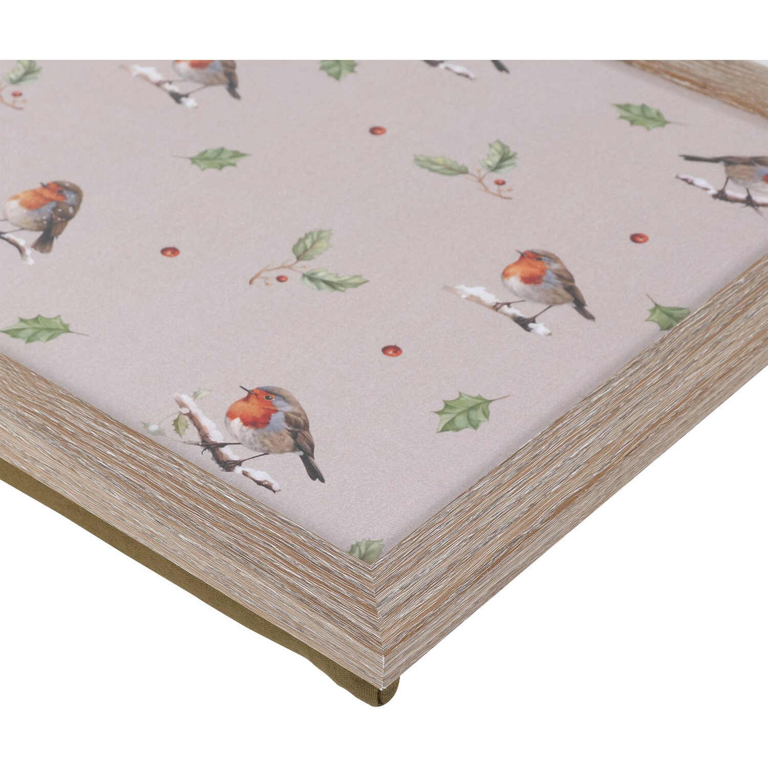 Holly and Robins Lap Tray - Natural Image 3