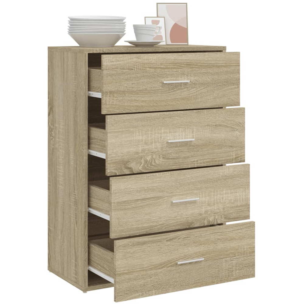 vidaXL 4 Drawer Sonoma Oak Wide Sideboard Image 3