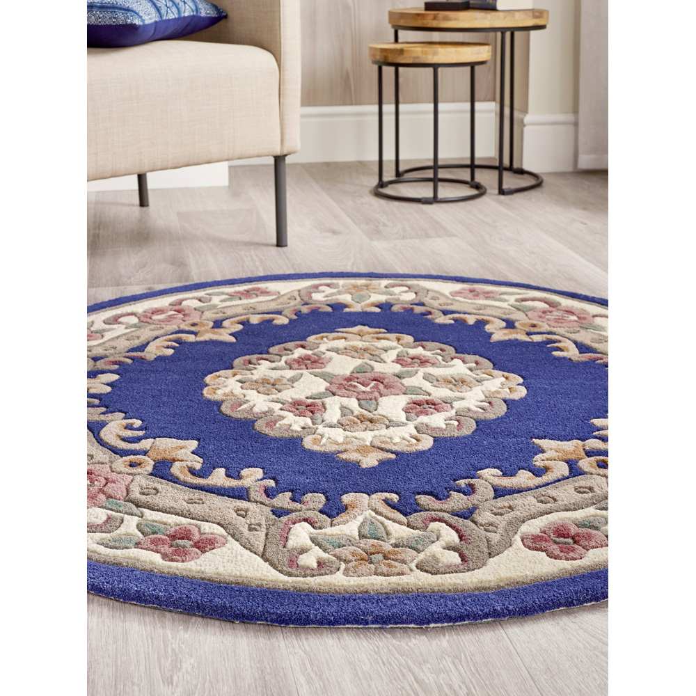 Origins Shensi Navy Wool Round Rug 120cm Image 3