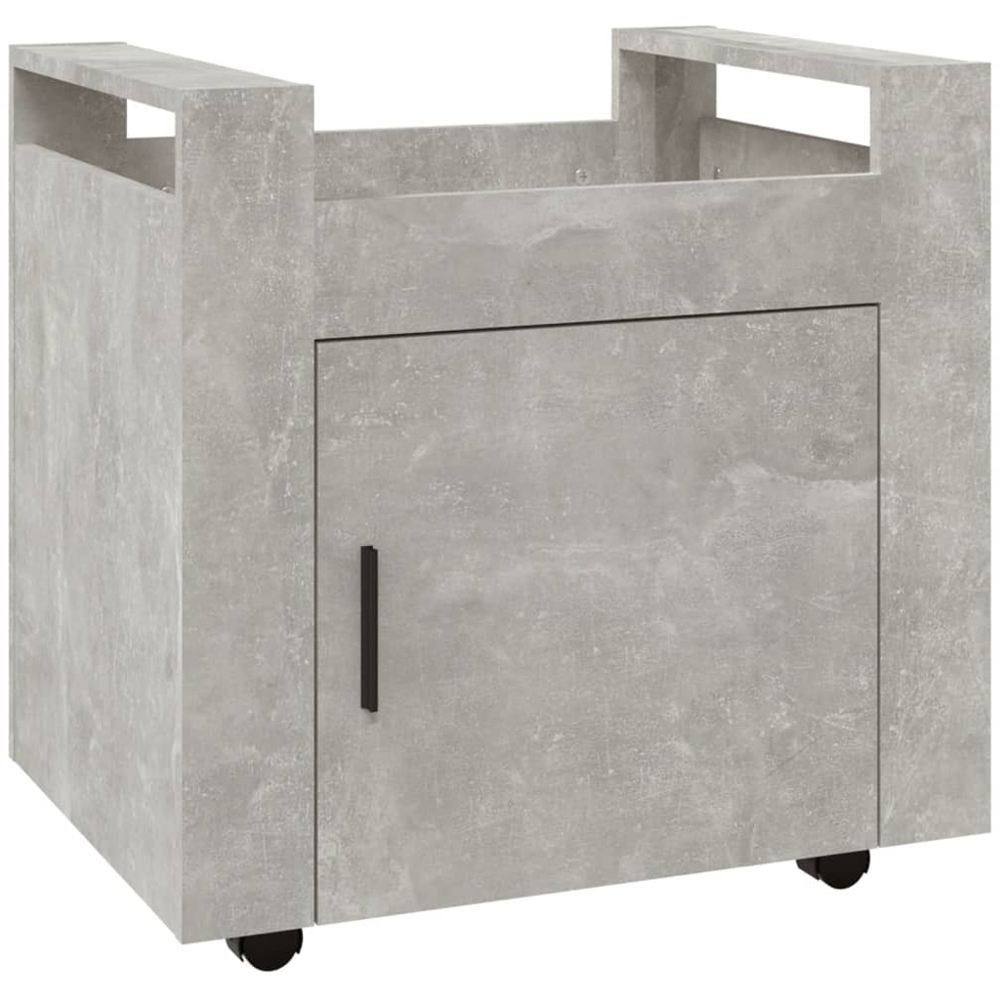 vidaXL Single Door Single Shelf Concrete Grey Wooden Desk Trolley Image 2