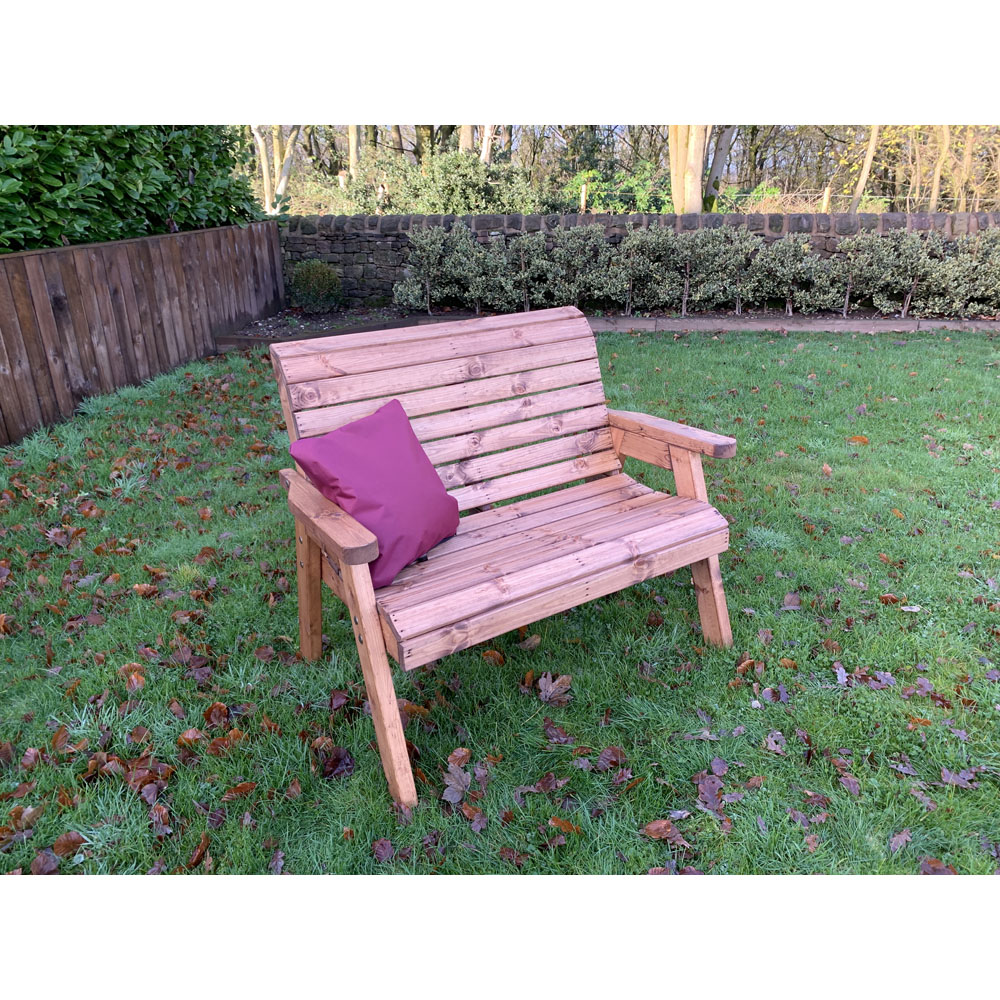 Charles Taylor 2 Seater Traditional Bench with Red Cushions Image 2