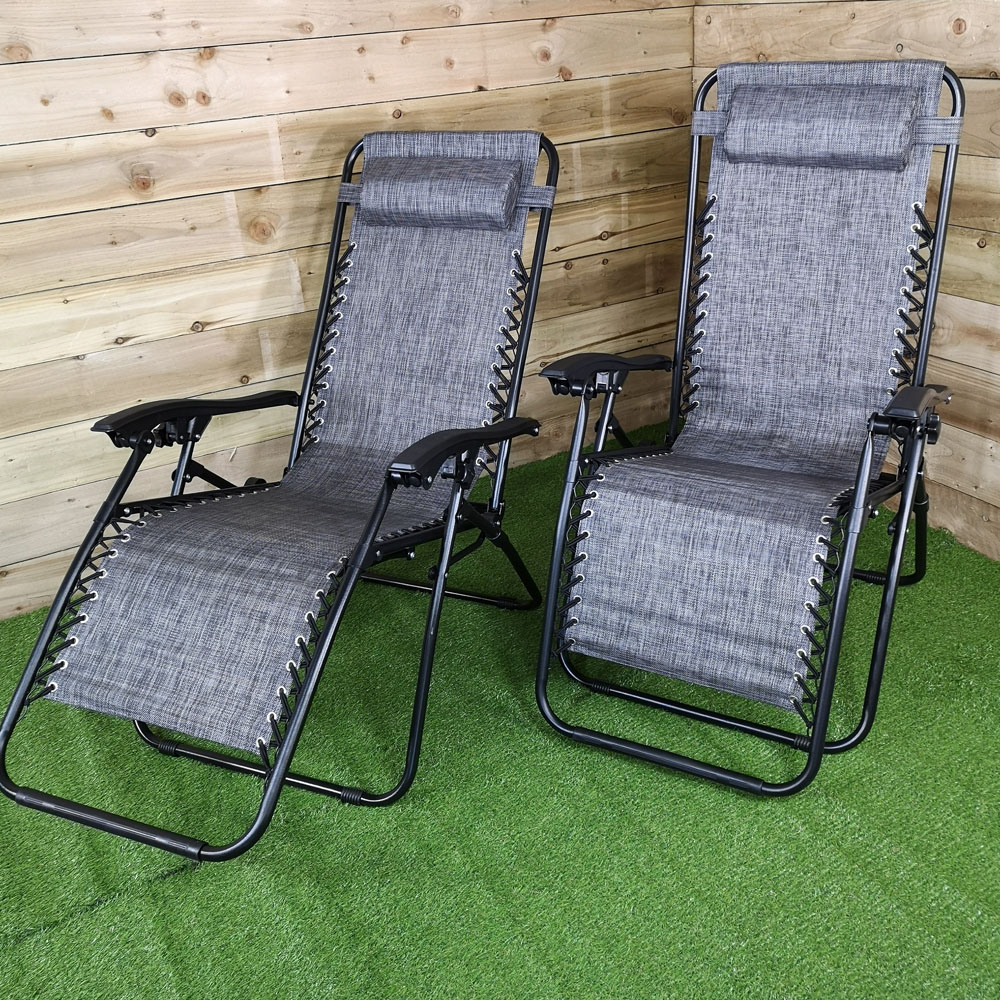 Samuel Alexander Set of 2 Grey Textoline Multi Position Garden Relaxer Chair Image 5
