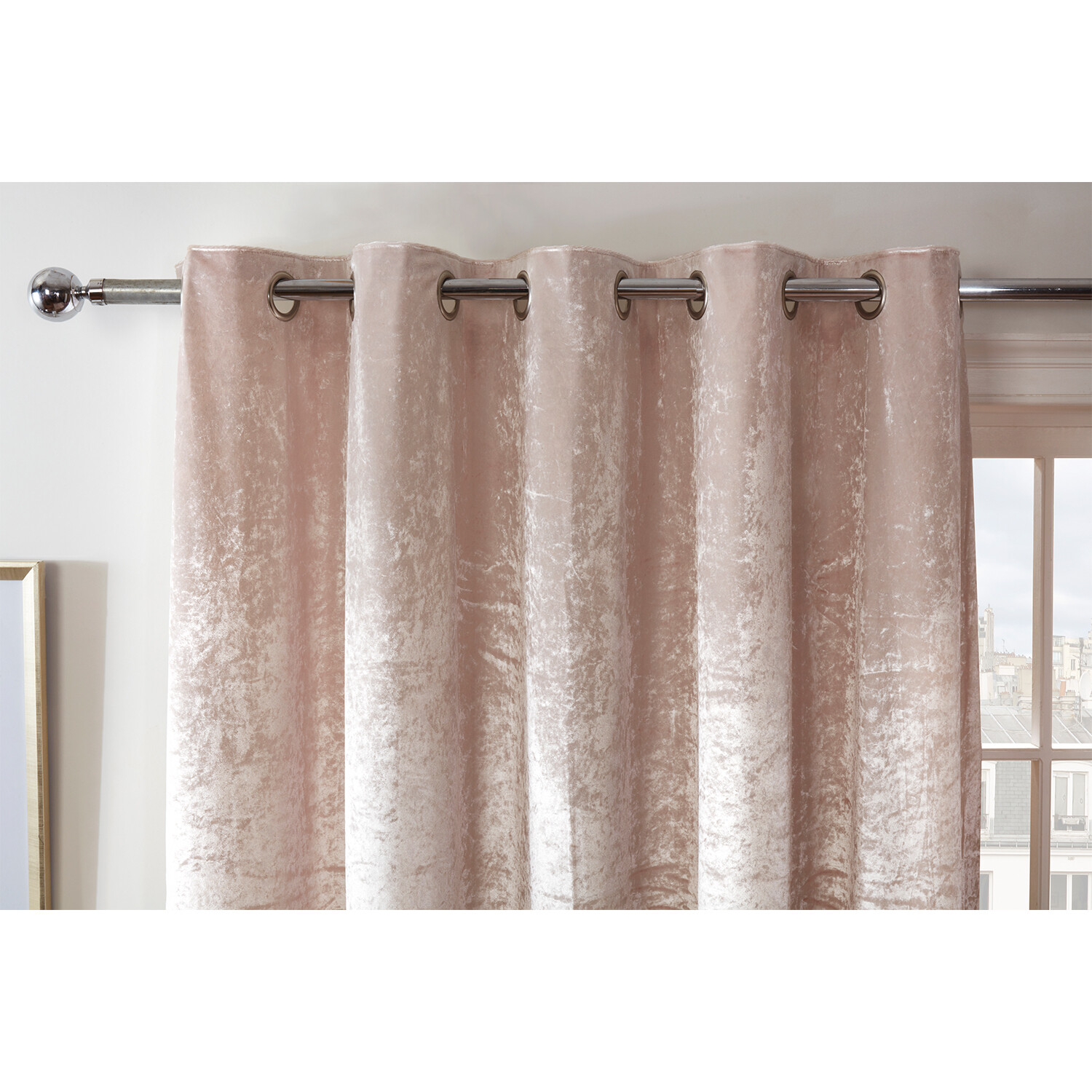 Divante Ivory Crushed Velvet Eyelet Curtains 168 x 229cm Image 4