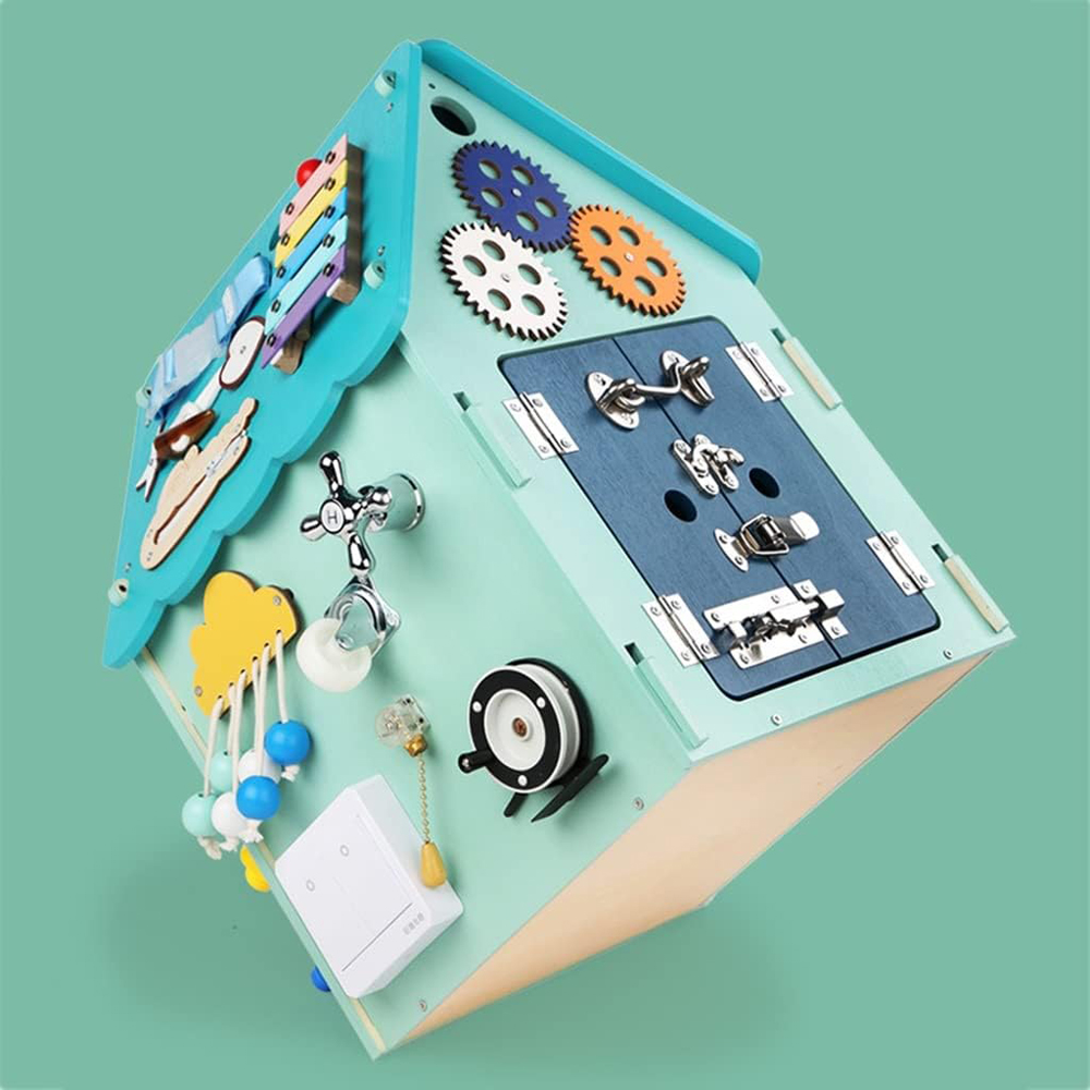 Dyzi Montessori Blue Busy House Sensory Educational Toys Image 4