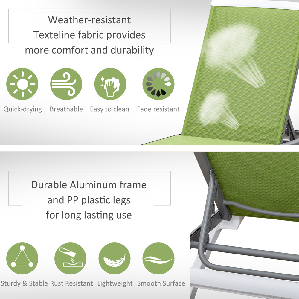Outsunny Green 5 Level Adjustable Folding Sun Lounger Image 6