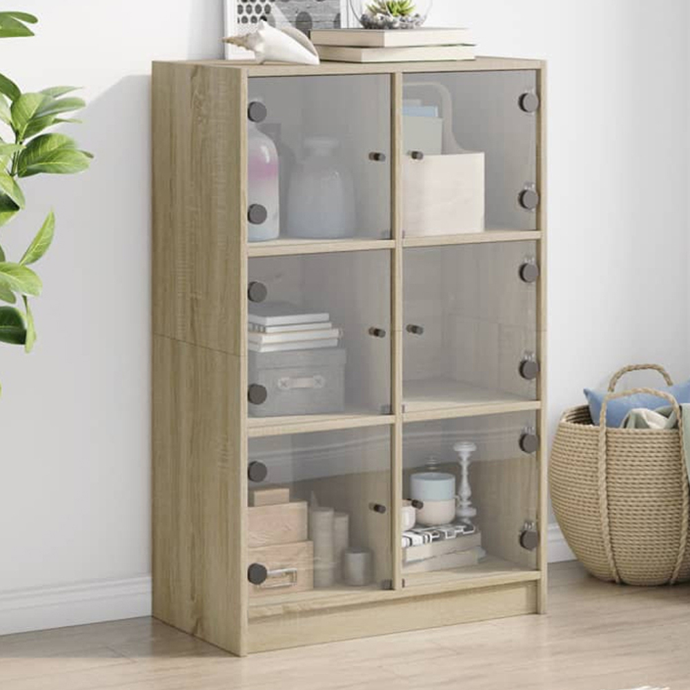 vidaXL 6 Glass Door Sonoma Oak Highboard Image 1