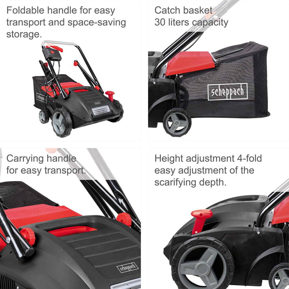 Scheppach SC32 32cm Electric Scarifier with 30L Collection Box 1500W Image 7
