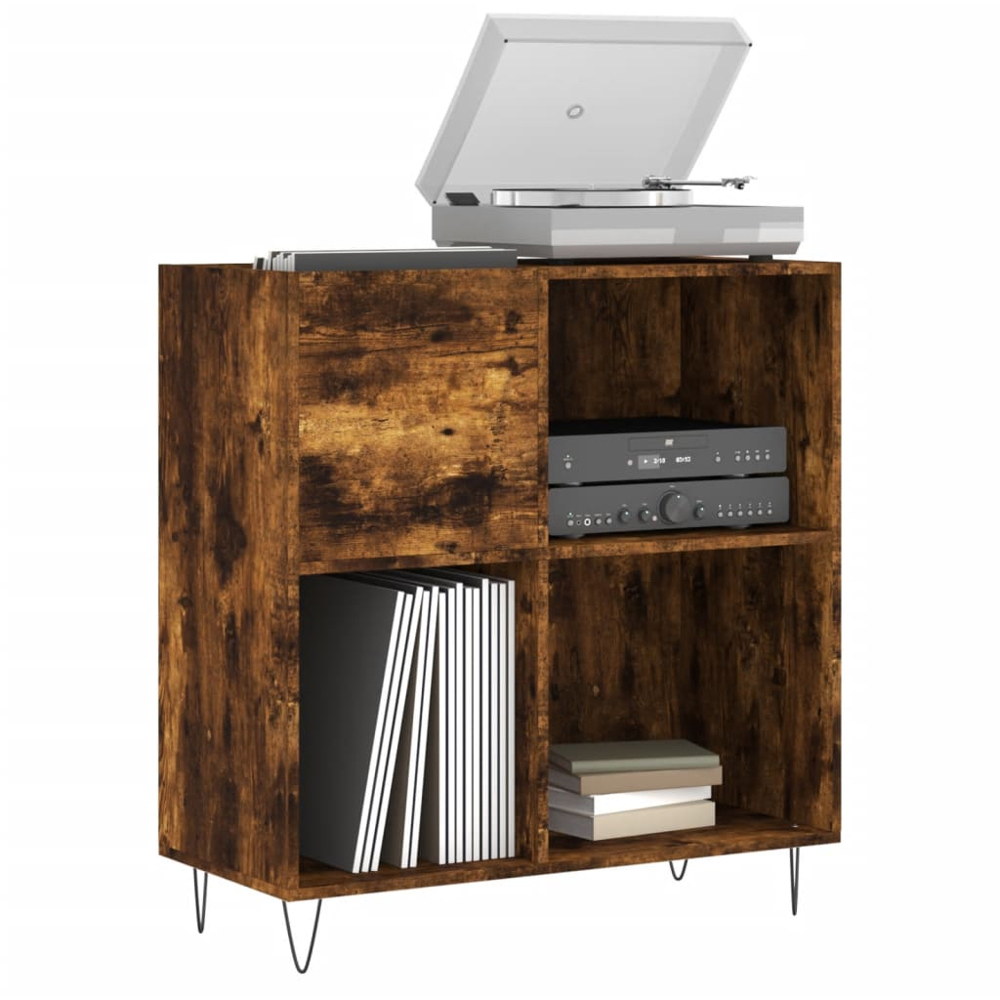 vidaXL 3 Shelf Smoked Oak Record Cabinet Image 3