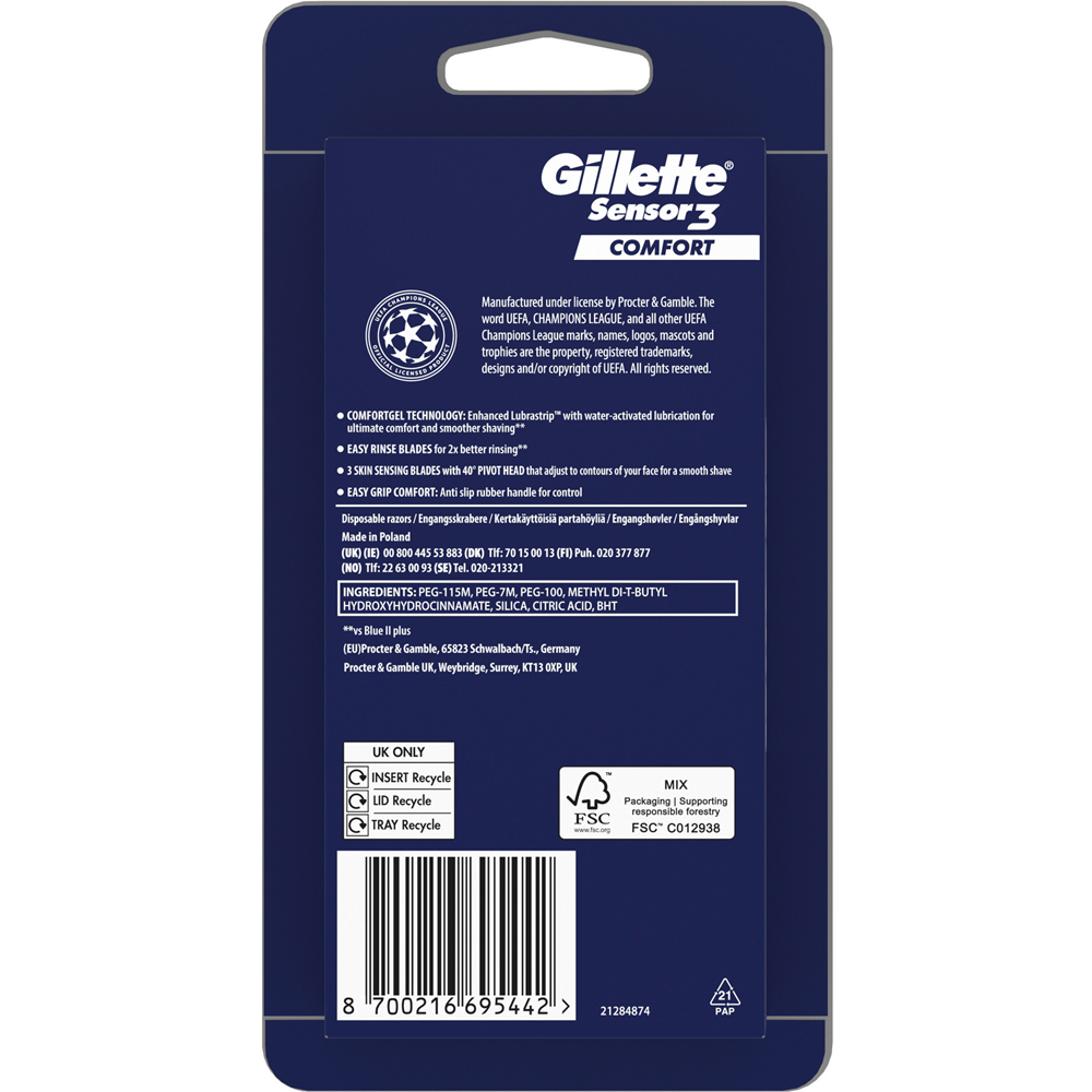 Pack of 6 Gilette Sensor 3 Comfort Disposable Razors Image 5