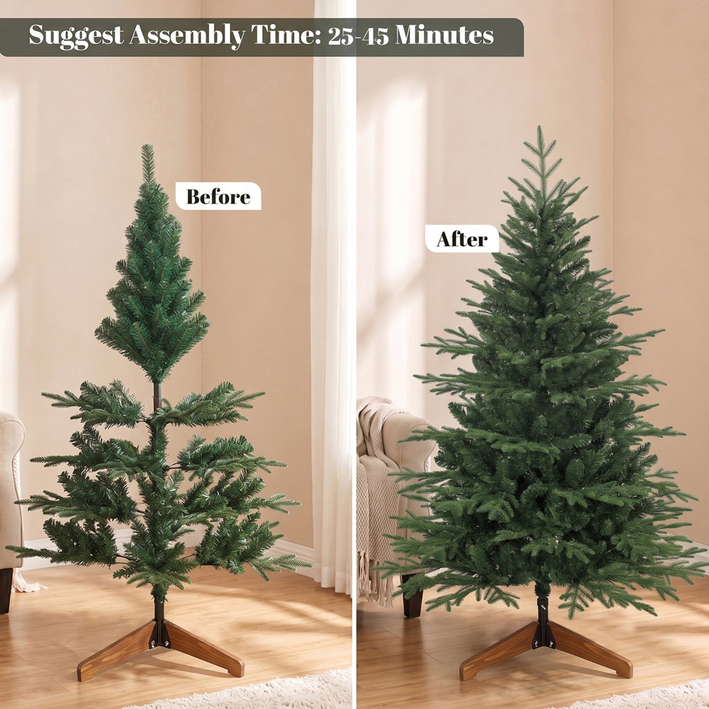 HOMCOM Green Artificial Christmas Tree with 1524 Branch Tips and Solid Pine Wood Stand 5ft Image 8