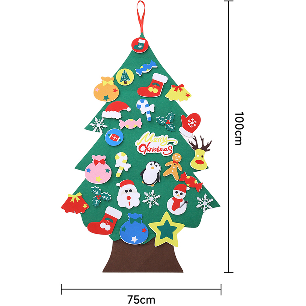Living and Home DIY Felt Hanging Christmas Tree with Detachable Ornaments Image 9