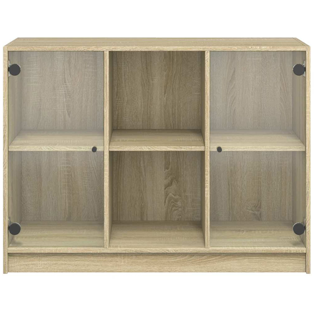 vidaXL 2 Glass Door 2 Shelf Sonoma Oak Sideboard Image 6