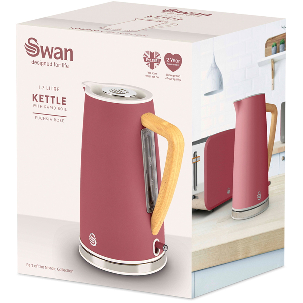 Swan Nordic EEJB332 Fuchsia 4 Slice Toaster and 1.7L Cordless Kettle Set Image 3