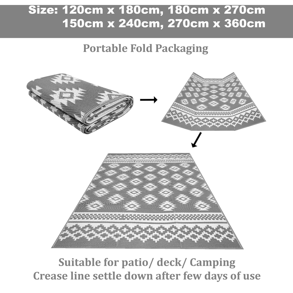 Green Decore Riffle Camping and Picnic Sharksin Grey and White Rug 270 x 360cm 2 Pack Image 9