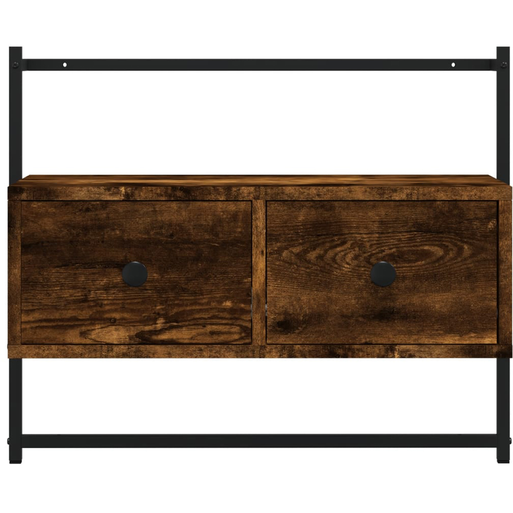 vidaXL 2 Drawer Smoked Oak and Black Wall Mounted TV Cabinet Image 4