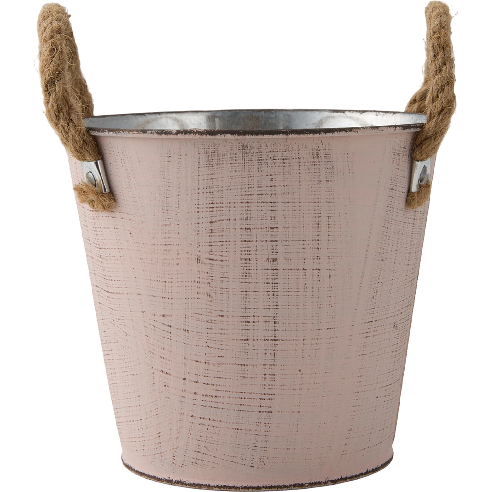 Living and Home Light Pink Vintage Iron Flower Pot with Jute Rope Handles 2 Pack Image 4