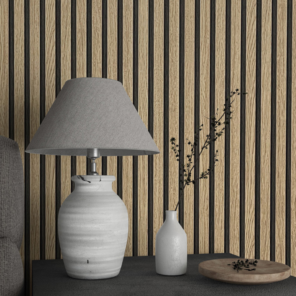 Galerie Industrial Effects Panelled Beige and Dark Brown Wallpaper Image 3