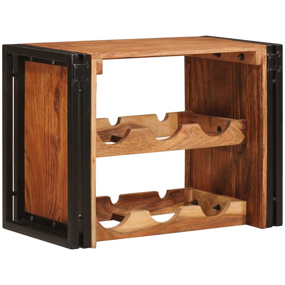 vidaXL 6 Bottle Brown Solid Acacia Wood Wall Mounted Wine Rack Image 4