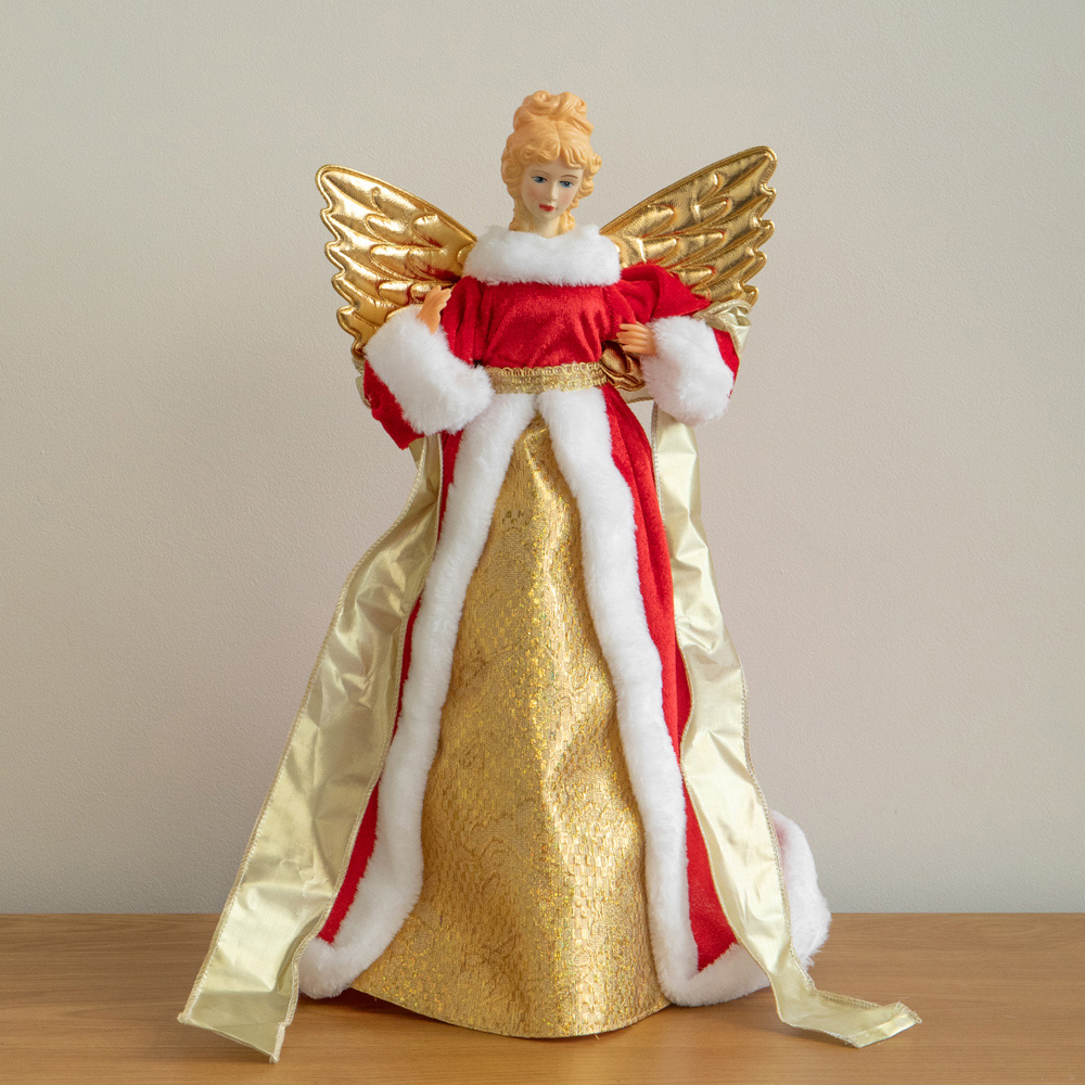 Samuel Alexander Traditional Gold and Red Angel Christmas Tree Topper 45cm Image 3