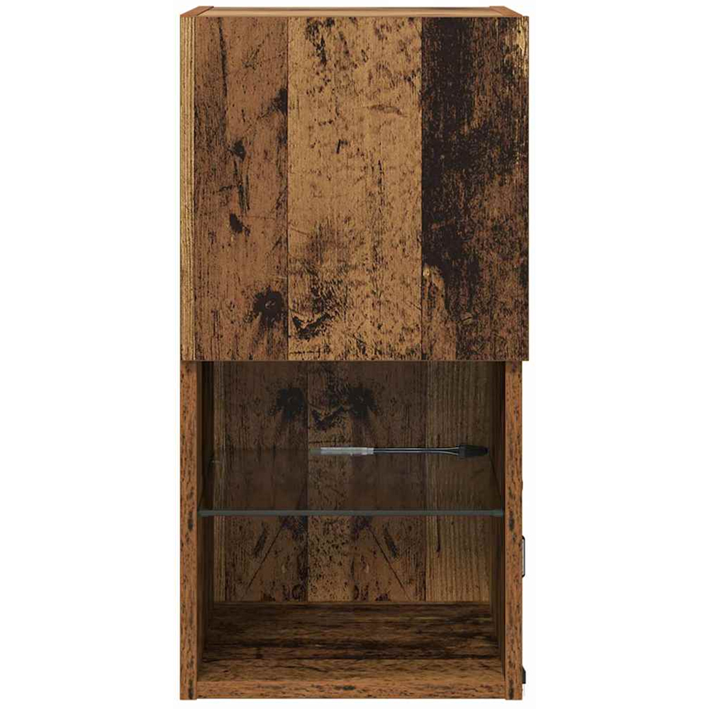 vidaXL Single Door 2 Shelf Old Wood Wall Mounted LED TV Unit Set of 2 Image 4