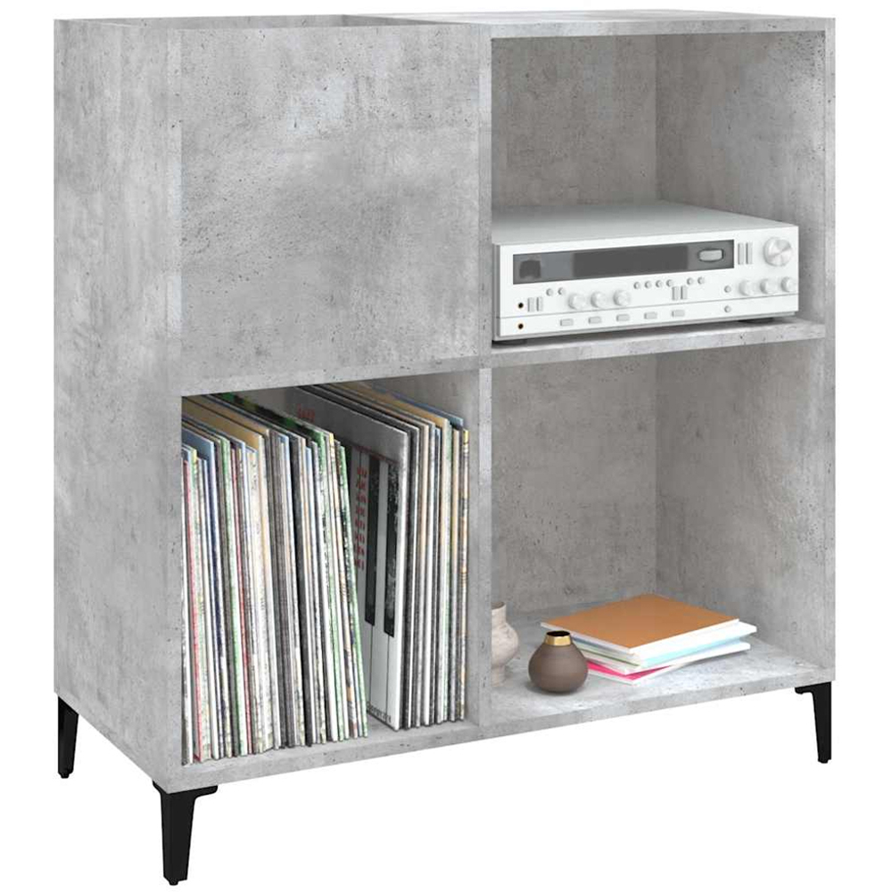 vidaXL 3 Shelf Concrete Grey Record Cabinet Image 3