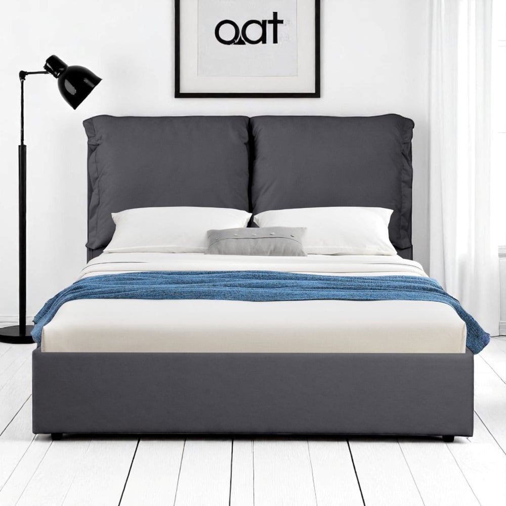 OAT Home Chester Double Charcoal Grey Ottoman Bed Image 7