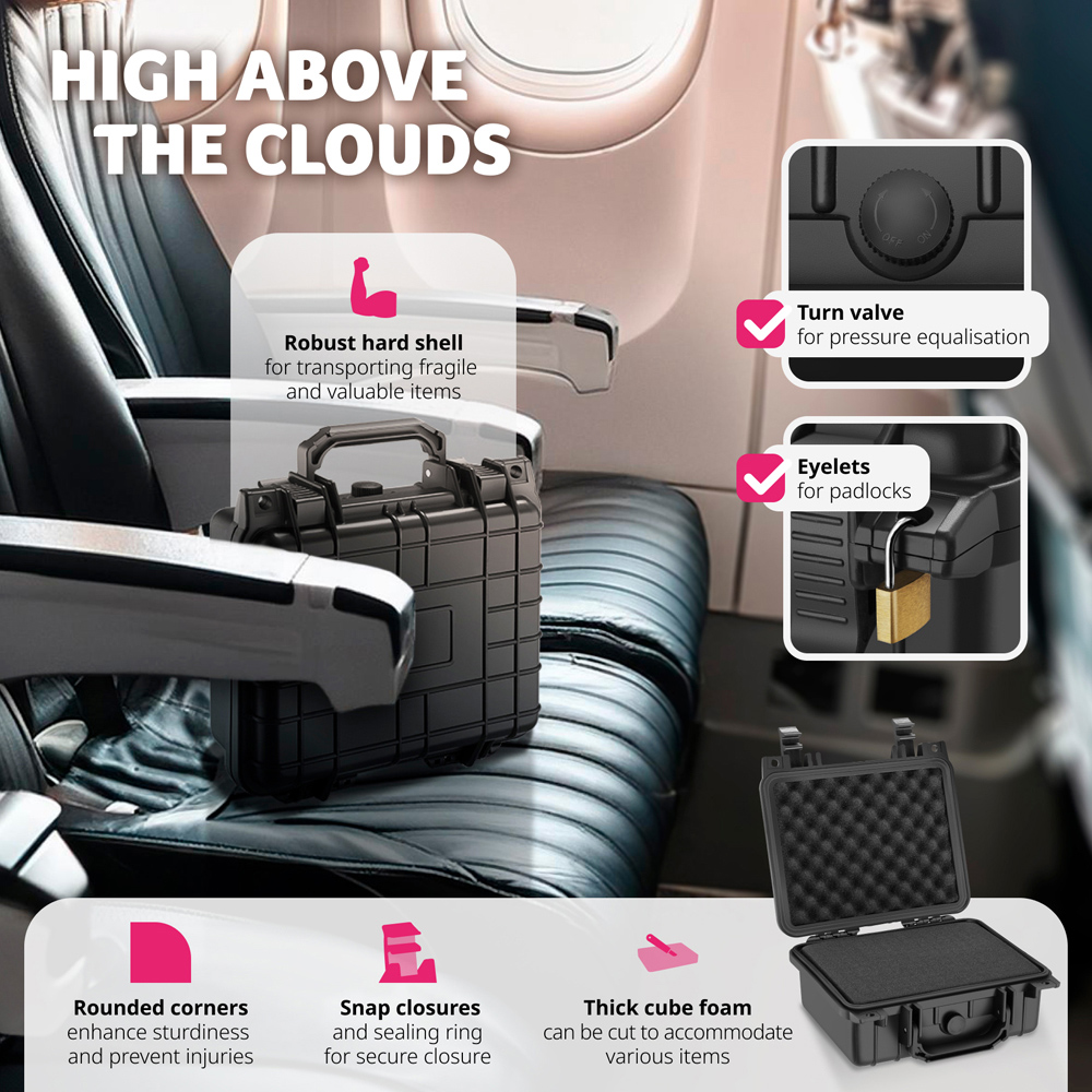 Tectake Small Black Hard Shell Waterproof Camera Case Image 5