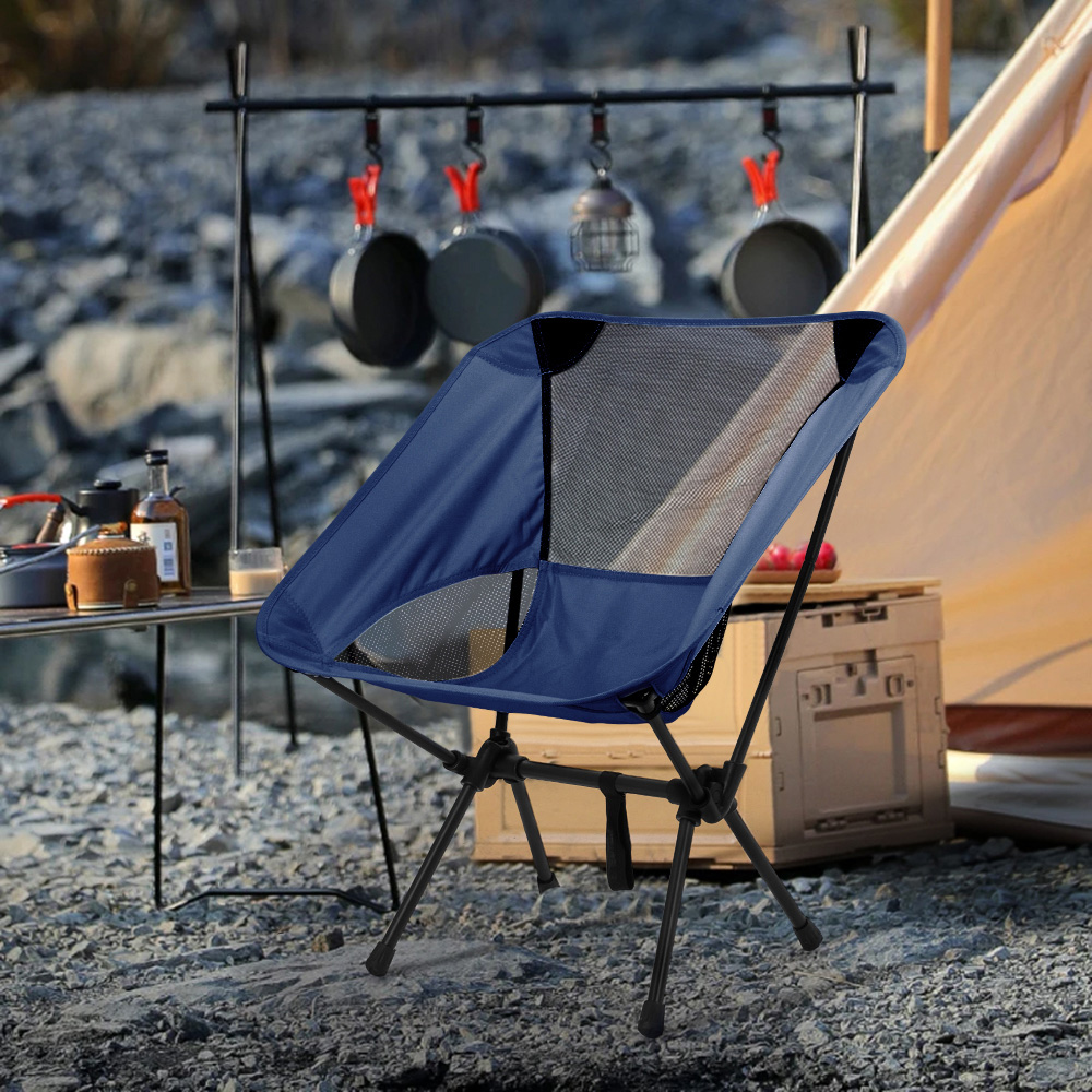 Living and Home Blue Breathable Mesh Foldable Camping Chair Image 2