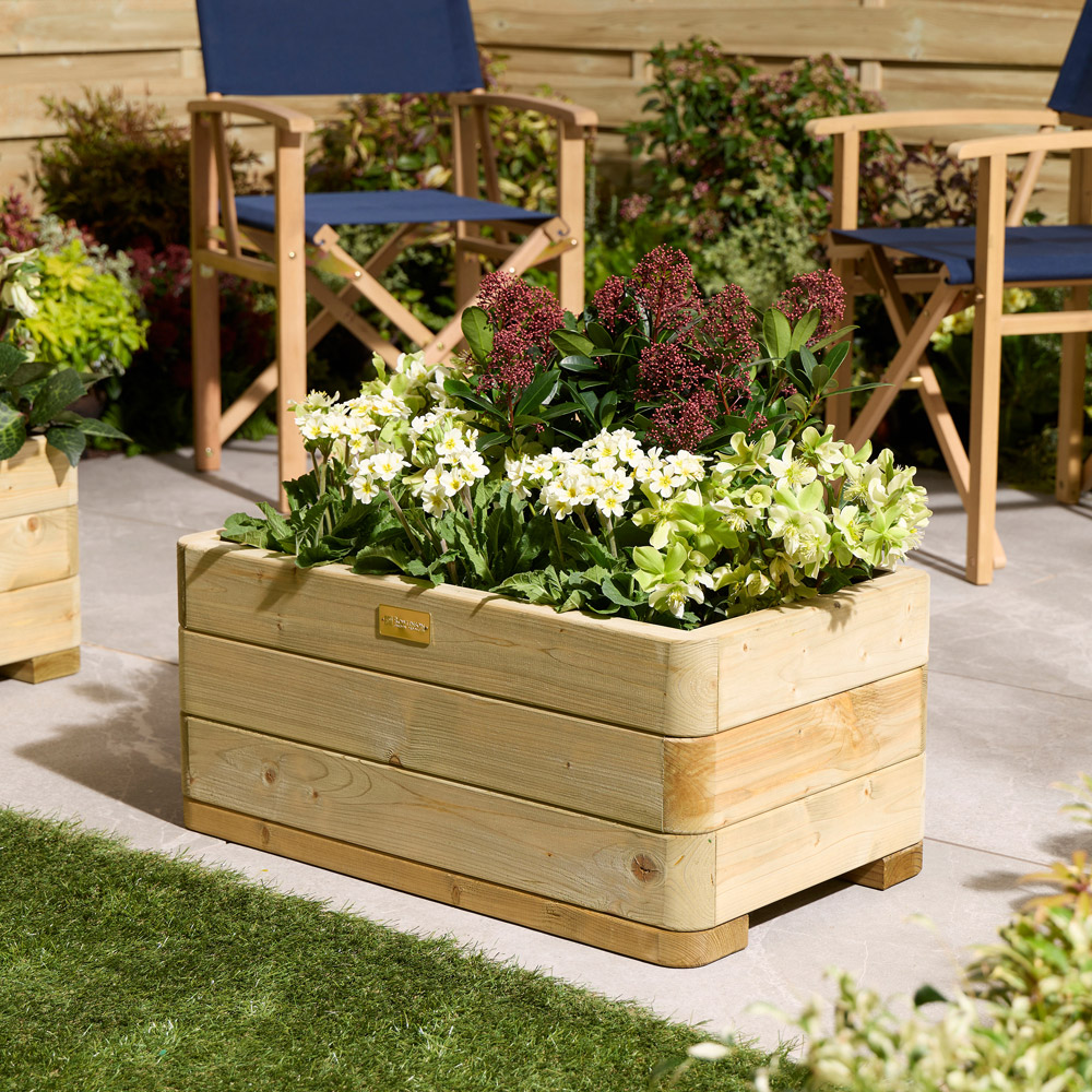 Rowlinson Marberry Natural Wooden Garden Planter 30 x 70 x 40cm Image 2