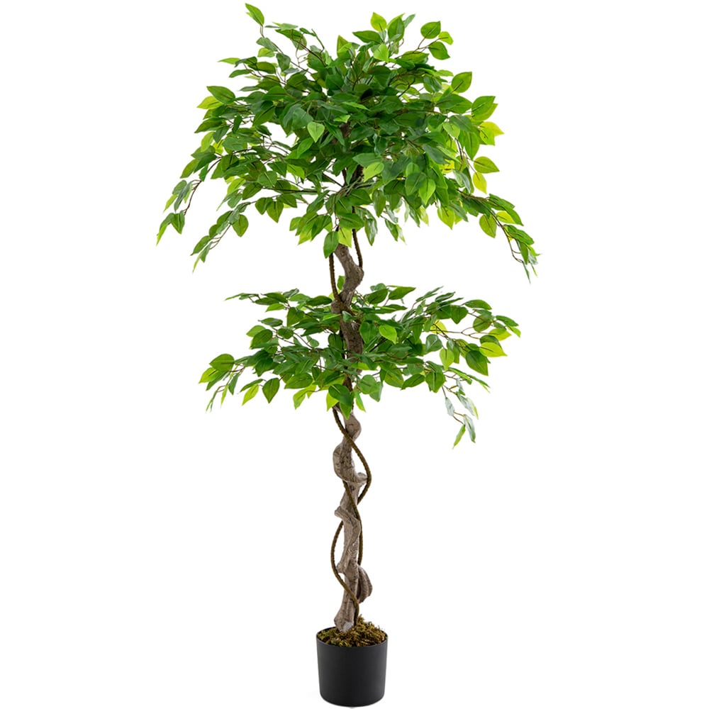 Costway Ficus Tree Indoor Artificial Plant In Pot 4.9ft Image 1
