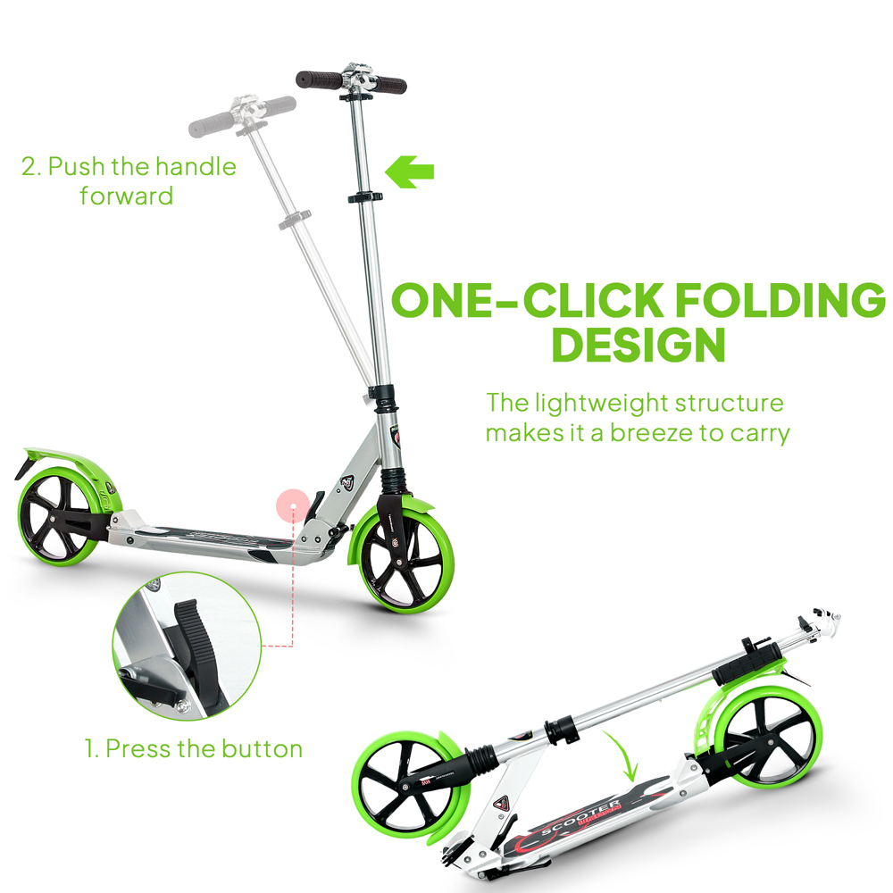 HOMCOM Green Adult Foldable Kick Scooter Image 6
