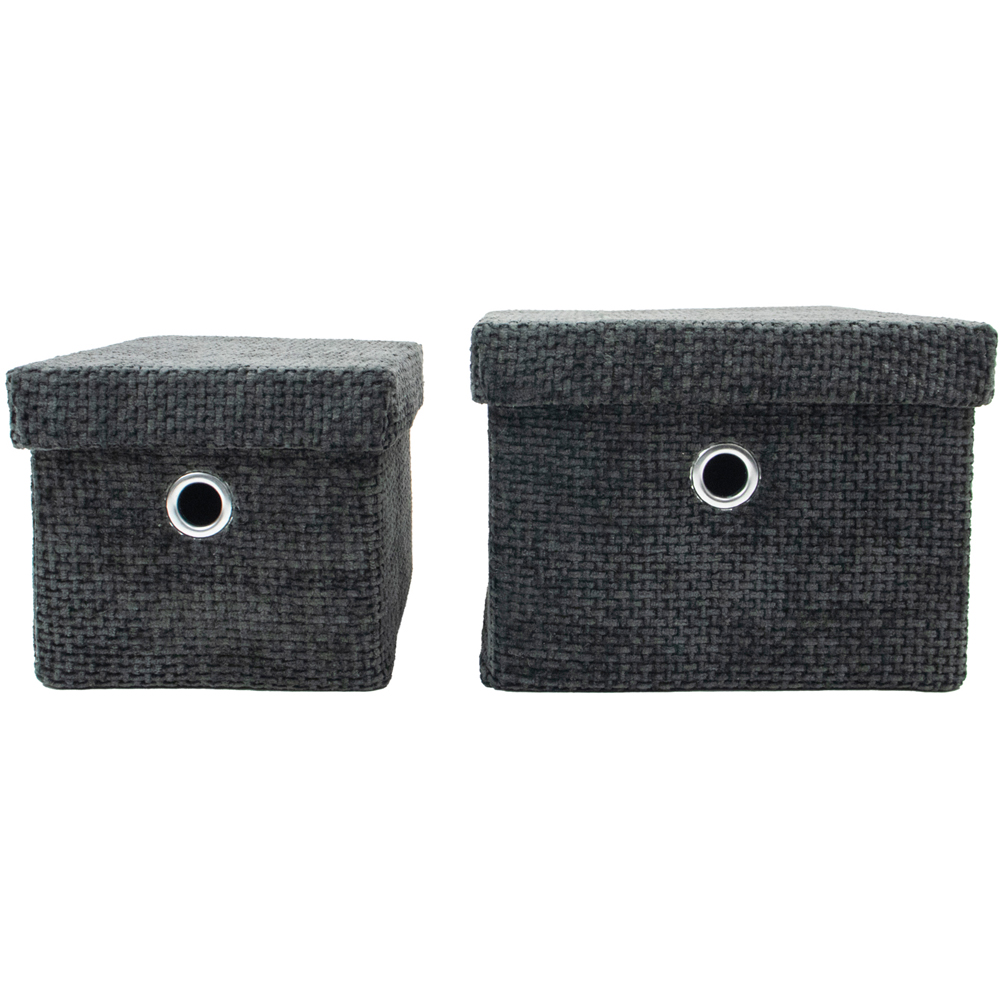 JVL Metro Black Rectangular Storage Basket with Lid 2 Pack Image 4