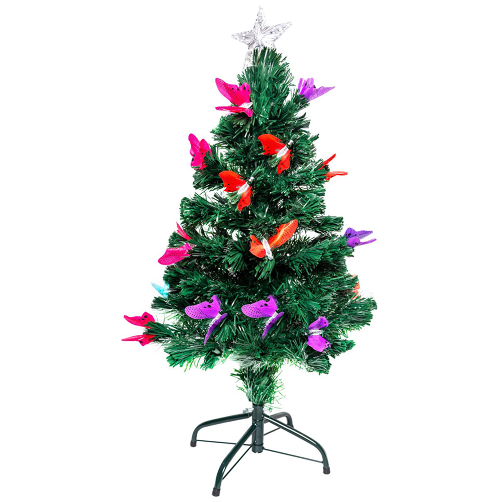 Shatchi Butterflies Fibre Optic Artificial Christmas Tree 6ft Image 1