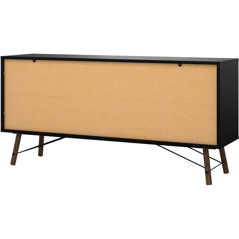 Florence Ry 2 Door 2 Drawer Matt Black and Walnut Sideboard Image 5