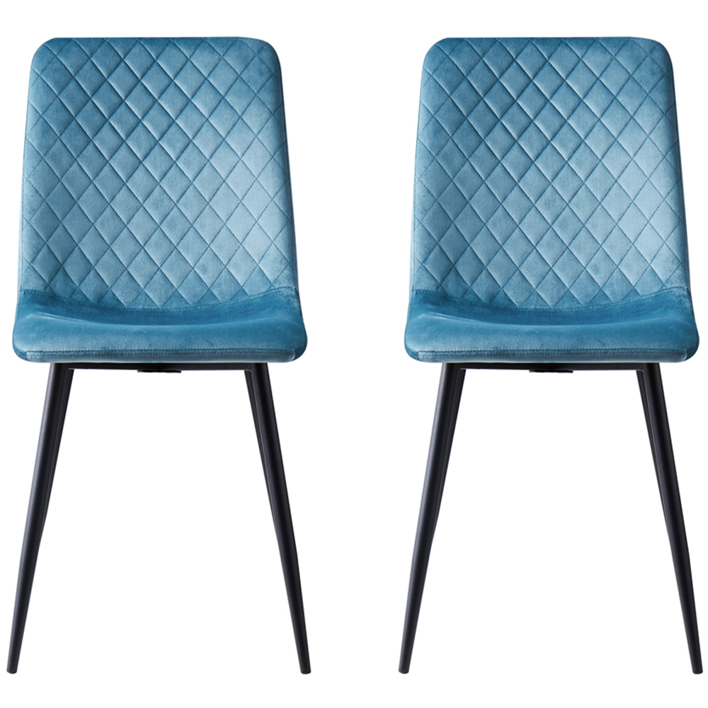 Lexi Set of 2 Light Blue Velvet Fabric Dining Chairs Image 3
