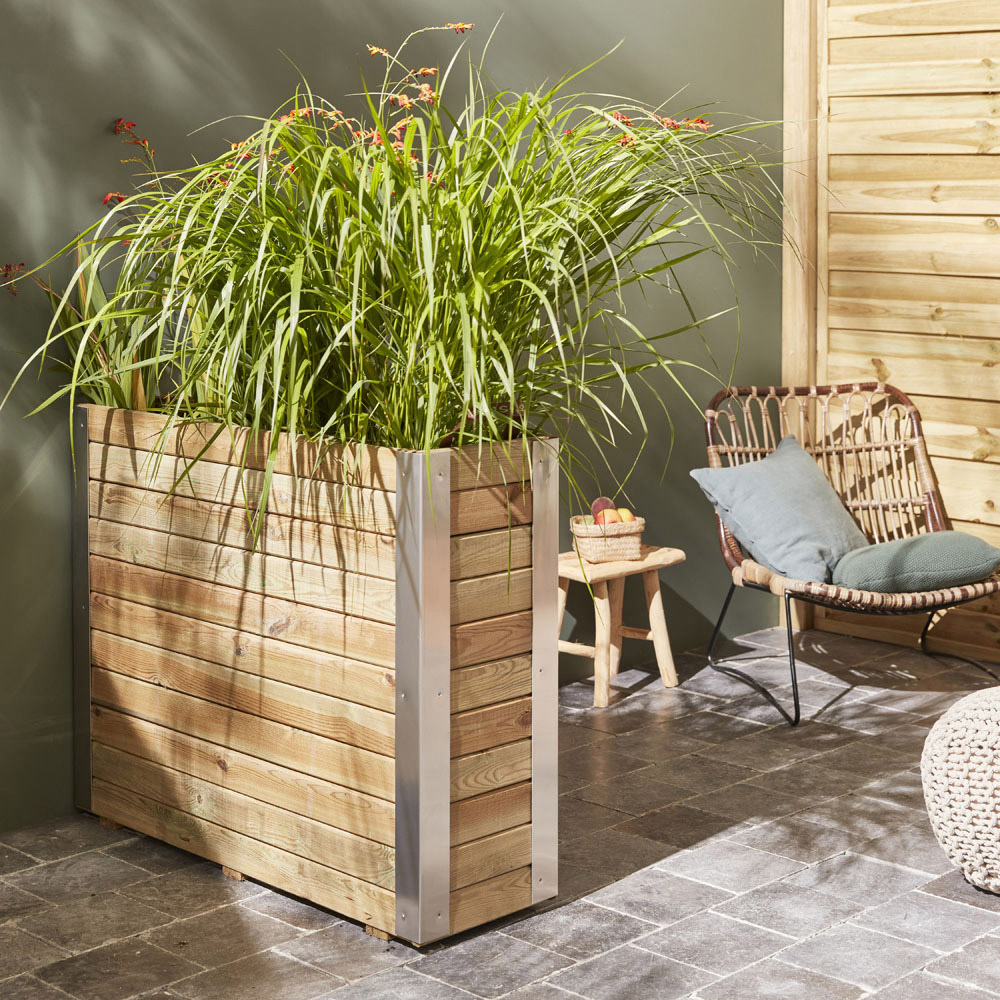Cerland Bambou Wooden Tall Rectangular Planter 100cm Image 2
