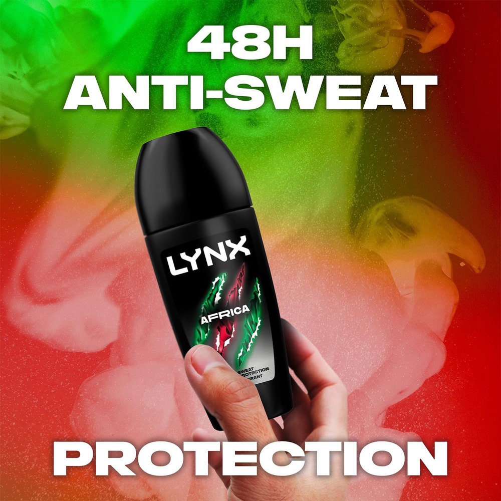 Lynx Africa 48H Sweat Protection Anti-Perspirant Roll On 50ml 3 Pack Image 6