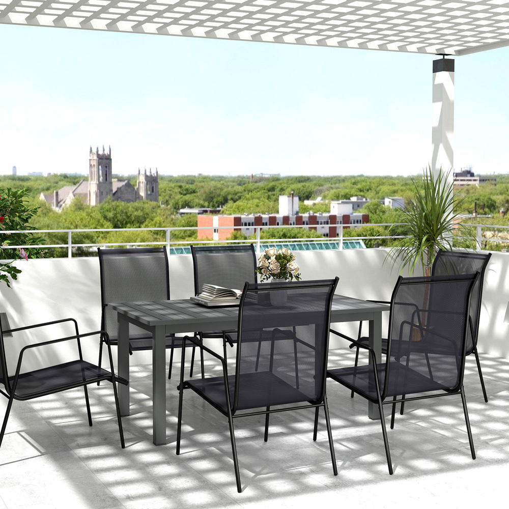 Outsunny 160 to 220cm Slatted Top Extendable Garden Dining Table Grey Image 3