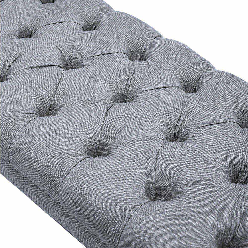 Living and Home Grey Mid Century Metal Upholstered Bench with Metal Legs Image 7