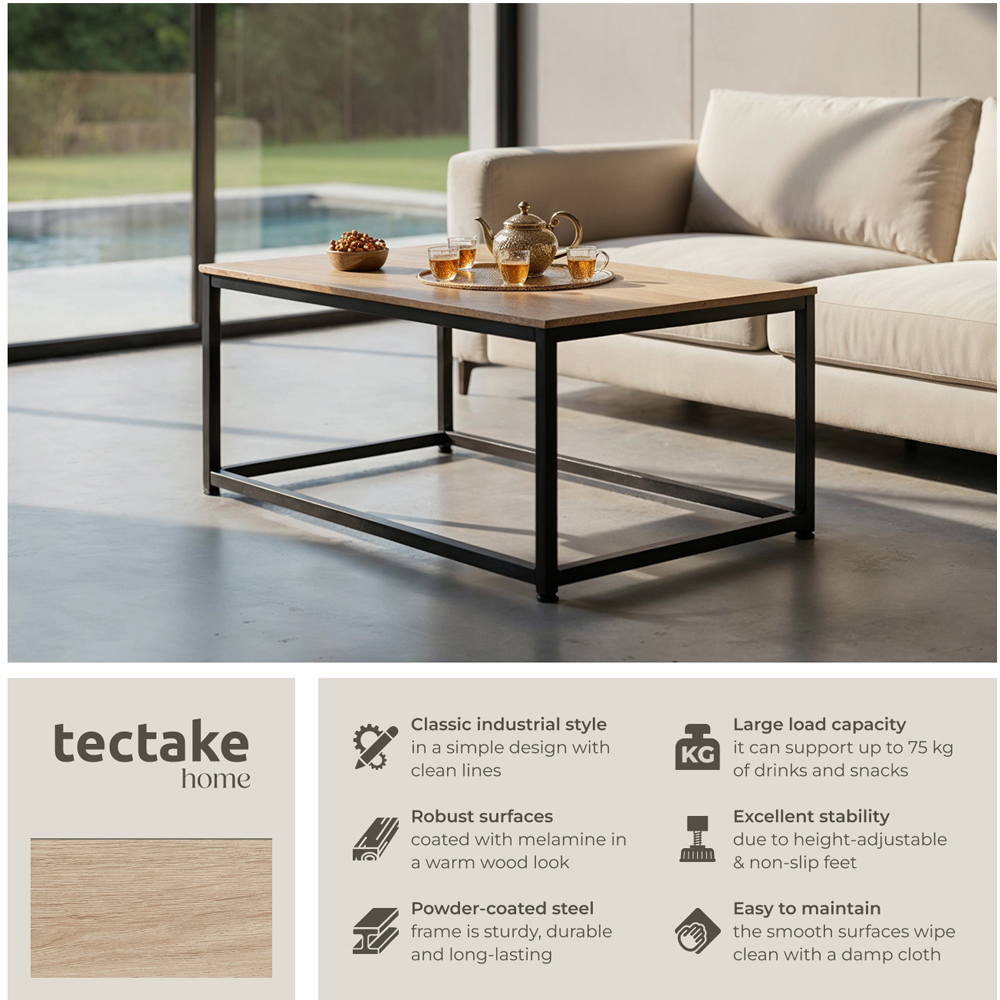 tectake Lynch Oak Sonoma Rectangular Coffee Table Image 6