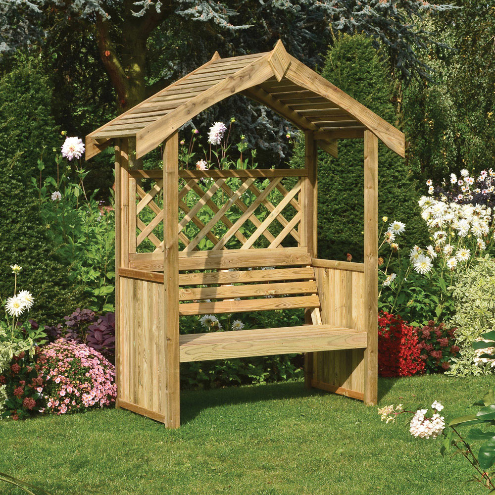 Rowlinson Salisbury Natural Arbour with Slatted Roof Image 1