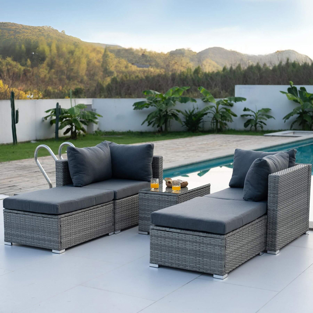 Home Source Solara 4 Seater Grey Garden Lounge Set Image 4
