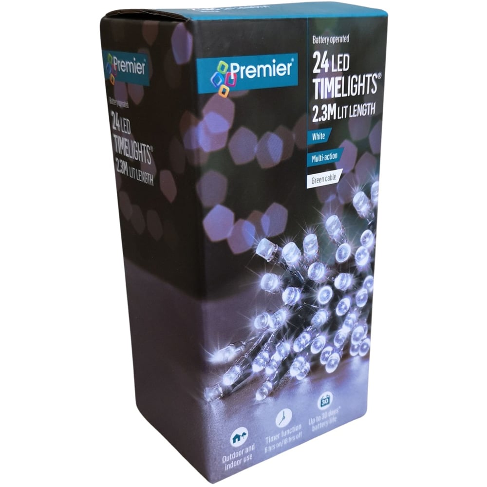 Premier TimeLights 24 Cool White LED Multi-Function Green Cable String Light 2.3m Image 4