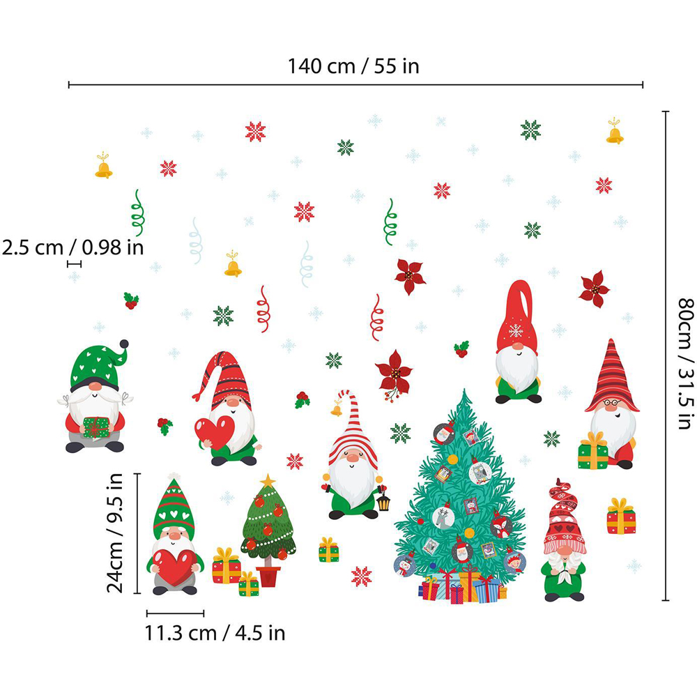 Walplus Christmas Gnomes Around The Tree Self Adhesive Wall Stickers 78 Piece Image 5