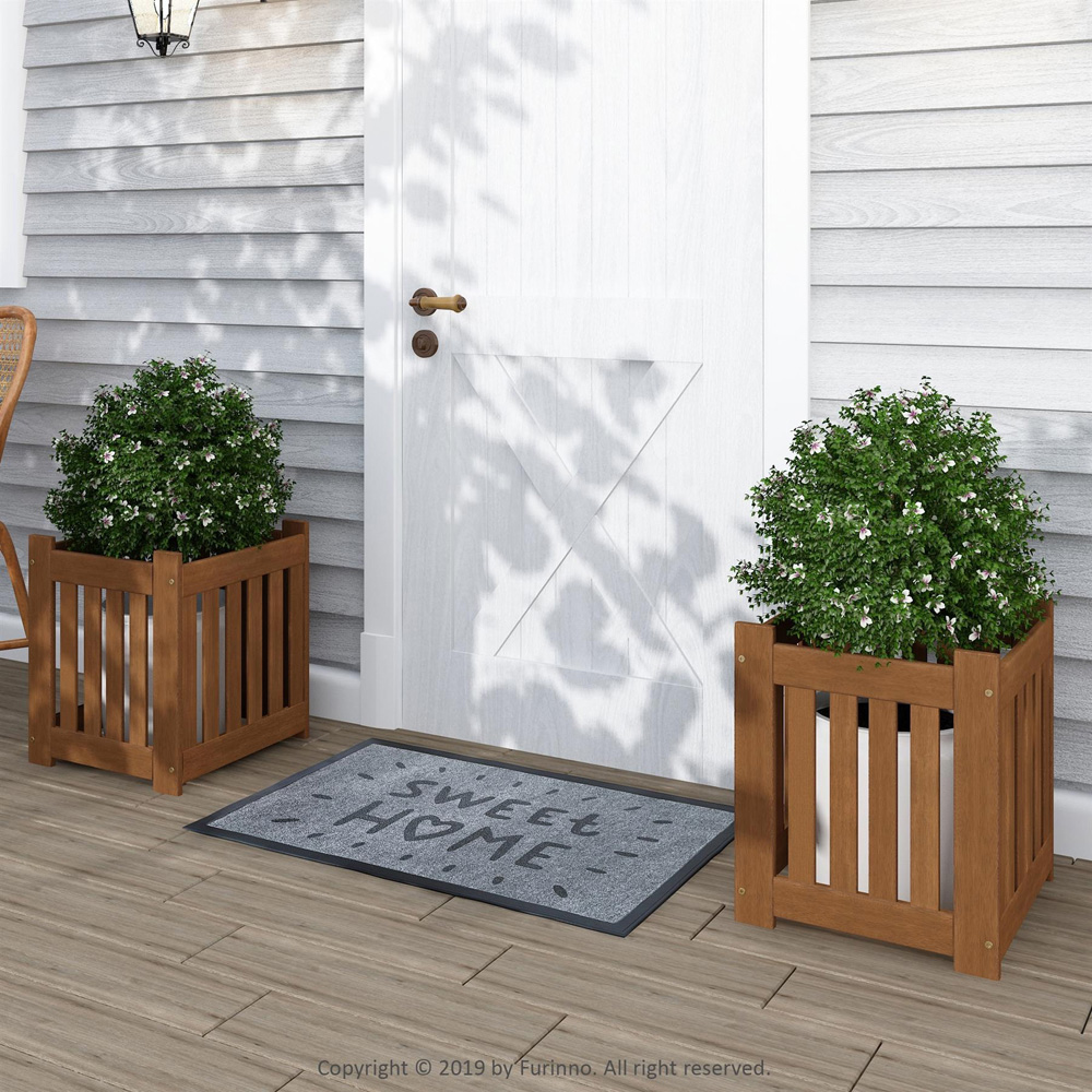 Walplus Hardwood Garden Flower Planter Box 46 x 40cm 2 Pack Image 2