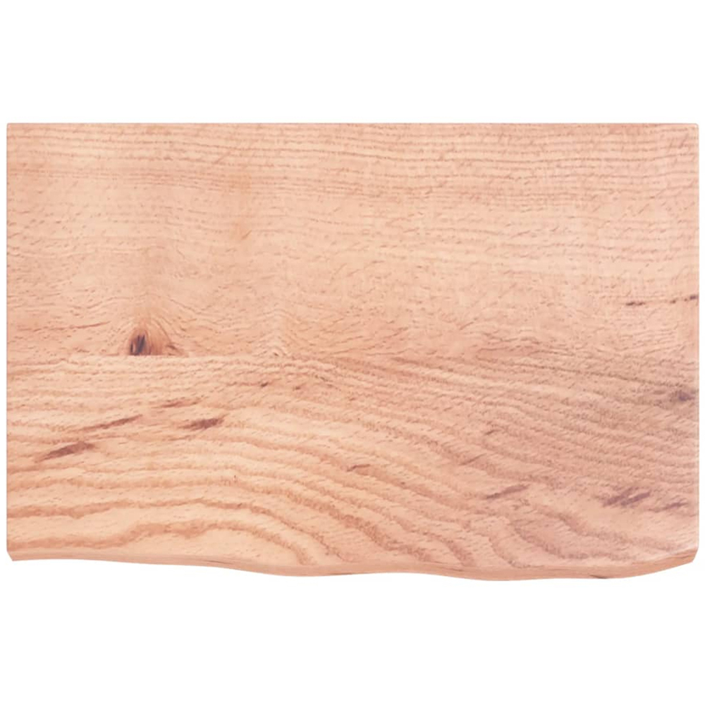 vidaXL 60cm Light Brown Treated Solid Oak Wood Floating Wall Shelf Image 3